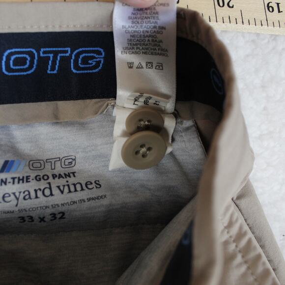 Vineyard Vines OTG On the Go Pants Mens 33 x 32 Khaki Slim Fit Travel Chinos - Picture 5 of 7